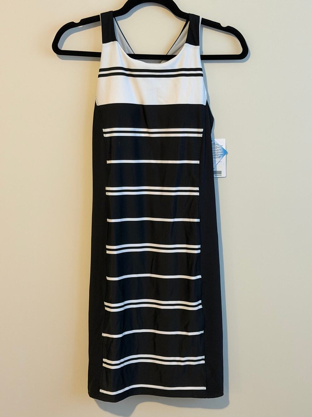 Athleta Stripe Colorblock Swim Dress – Black/Bright White – Size XXS – NWT